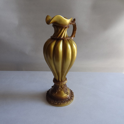 【庫存家居 樹脂類 家居裝飾品 金黃色樹脂花瓶 義烏批發(fā)地攤 3890】價格,廠家,圖片,塑料、樹脂工藝品,德化縣友誠陶瓷商行-